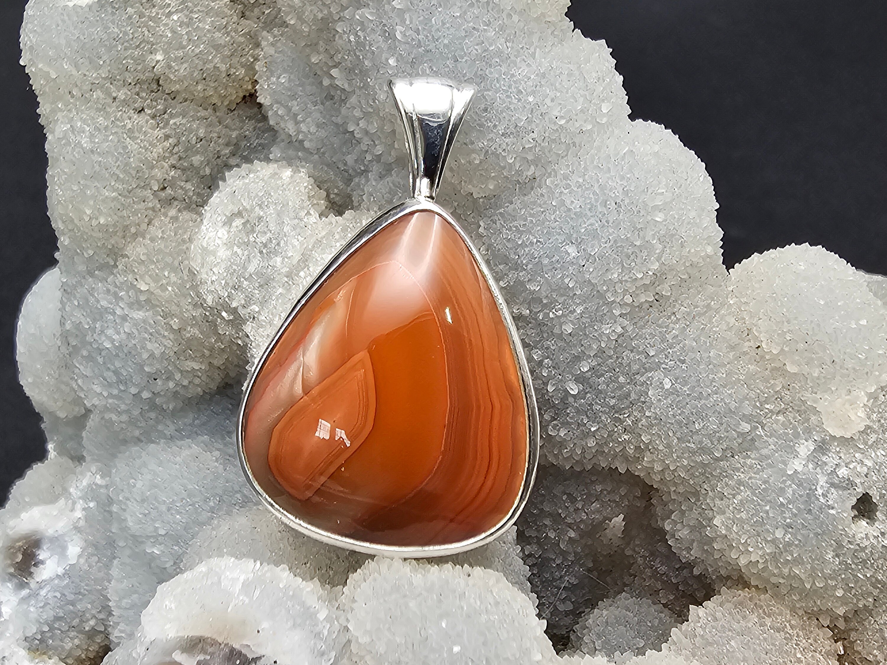 Lake Superior Agate Sterling Silver Pendant Handmade Minnesota Gemstone