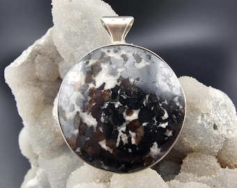 Large Rare Franklinite Spinel Fluorescent Gemstone Handmade Sterling Silver Pendant Jewelry
