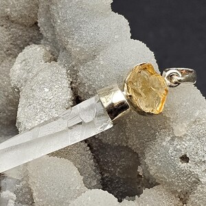Handmade Citrine and Quartz Point Sterling Silver Pendant