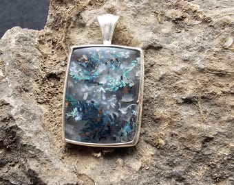 Echtes Konfetti Chrysokoll Kupfer Edelstein Handmade Sterling Silber Anhänger Geschenk