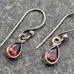 Genuine Handmade Garnet Sterling Silver Earrings