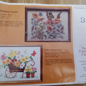 Vintage NOS Flower Cart Crewel/Embroidery Kit by Creative Circle - Unopened Collectible Fiber Art #0321