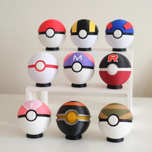 Functional Poke Ball SET 1 [Game Holder Option] - OPEN ME!