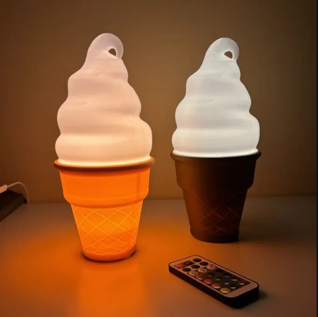 Soft-serve Ice Cream Lamp: Remote-controlled RGB LED Night Light