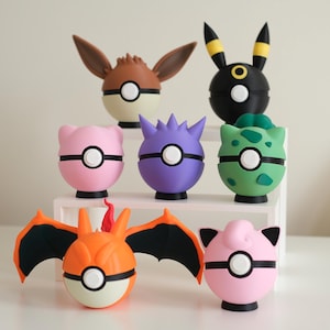 Pokébal met functioneel personage SET 3 [Spelhouderoptie] - OPEN ME!