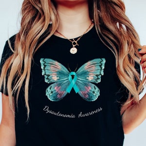 Dysautonomia Awareness Shirt, Turquoise Ribbon Tee, Dysautonomia Awareness Month shirt, Dysautonomia Shirt, Butterfly ribbon shirt