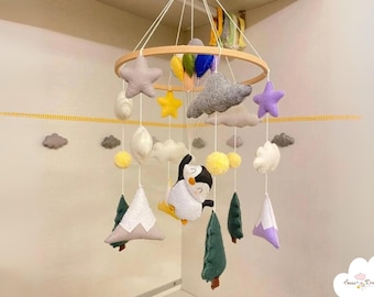 Handgemachtes Pinguin Baby-Mobile: Arktis Kinderzimmer Dekor