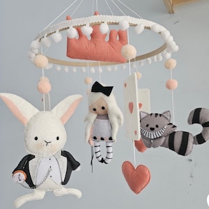Alice in Wonderland Baby Mobile, Handmade Nursery Baby Mobile, Storybook Themed Crib Baby Mobile, Personalized Baby Mobile, New Baby Gift