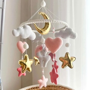 Handmade Unicorn Baby Mobile, Baby Girl Room Decor, Unicorn Crib Mobile, Elegant Nursery Decor, Personalized Baby Mobile, Newborn Baby Gift
