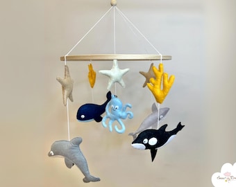 Personalized Felt Ocean Baby Mobile: Handmade Nursery Decor