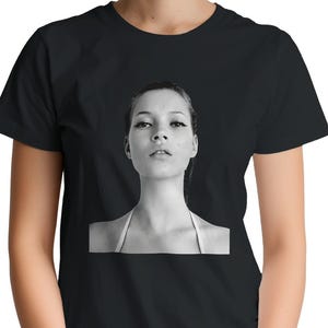 Kate Moss Vintage Print Tee: 90s Supermodel Fashion Icon