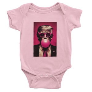 Trump Baby Onesie Funny Bubble Gum, Patriotic Newborn Outfit, Trump Blowing Bubble Shirt, Fourth of July Baby Gift, Political Baby Bodysuit
