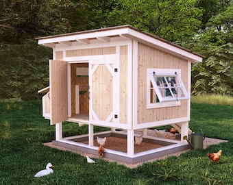 Progetti per un pollaio spazioso per 20 galline, pollaio fai da te 6x8 con istruzioni dettagliate, immagini 3D ed elenco dei materiali, facile download del PDF
