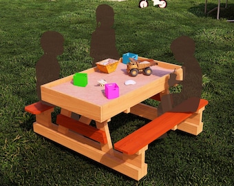 Montessori DIY Sandbox Table Plans for Kids, Build a Wooden Play and Learning Table with Hidden Sandbox, Creative Exploration for Beginners