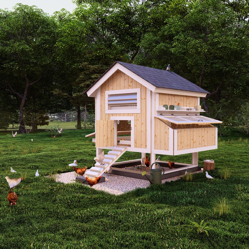 DIY 6x6 Chicken Coop Plans for 12-15 Hens, Backyard Hen House With ...