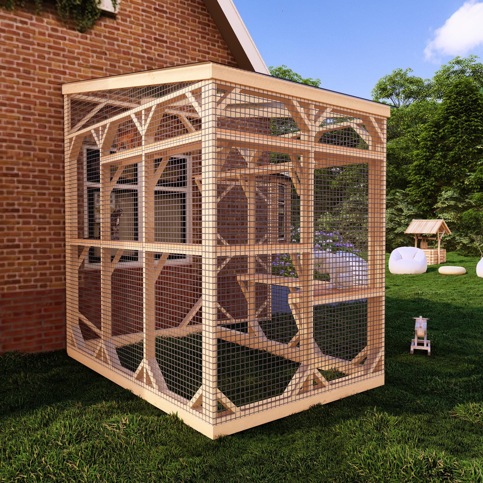 DIY House-attached Catio Plans, Secure Outdoor Cat Enclosure (PDF) - Etsy