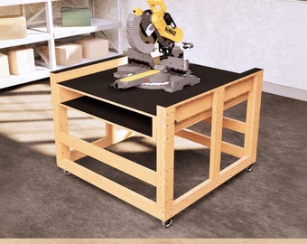 DIY 4x4 Modular Mobile Flip Top Workbench Plans, Rolling Bench, Cutting Station Setup, PDF