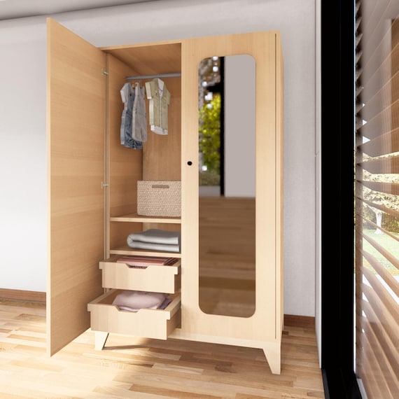 Montessori Kid's Wardrobe Woodworking Plans: DIY Closet Organizer (PDF)
