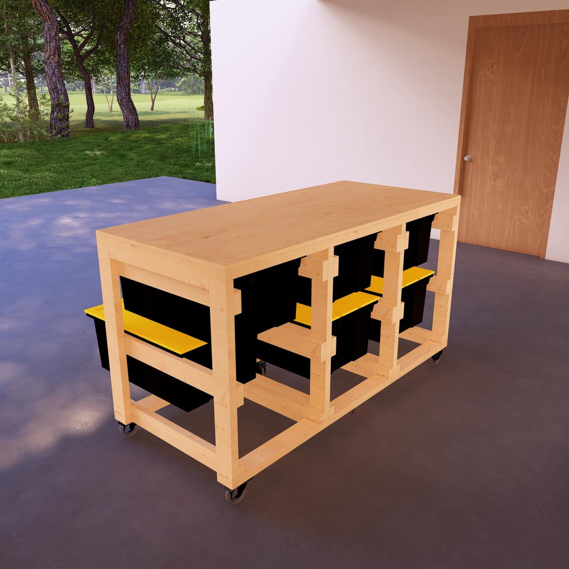 DIY Wooden Modular Workbench and Tote Rack Plans, Holds 6 27-gallon ...