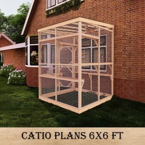 Planos de recinto para gatos al aire libre hechos a mano Área de juegos para gatos, cree un catio de 6 x 6 pies con acceso a una ventana y fijación a la pared, un refugio seguro para sus gatos