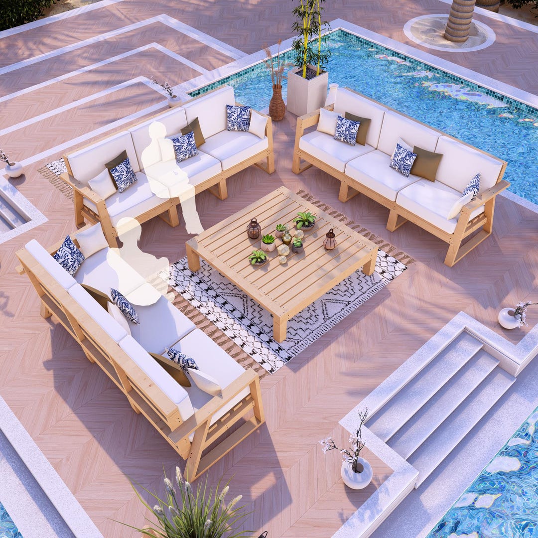 DIY Wooden Patio Sofa Set Plans, Outdoor Furniture (PDF Pattern) - Etsy