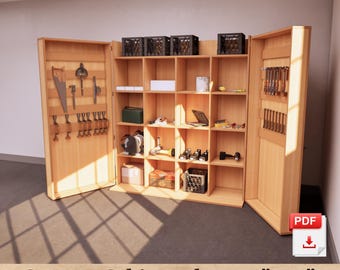 DIY Storage Cabinet Plans 20x60 Inch Garage Organizer Tool Storage Shelving Unit PDF Download