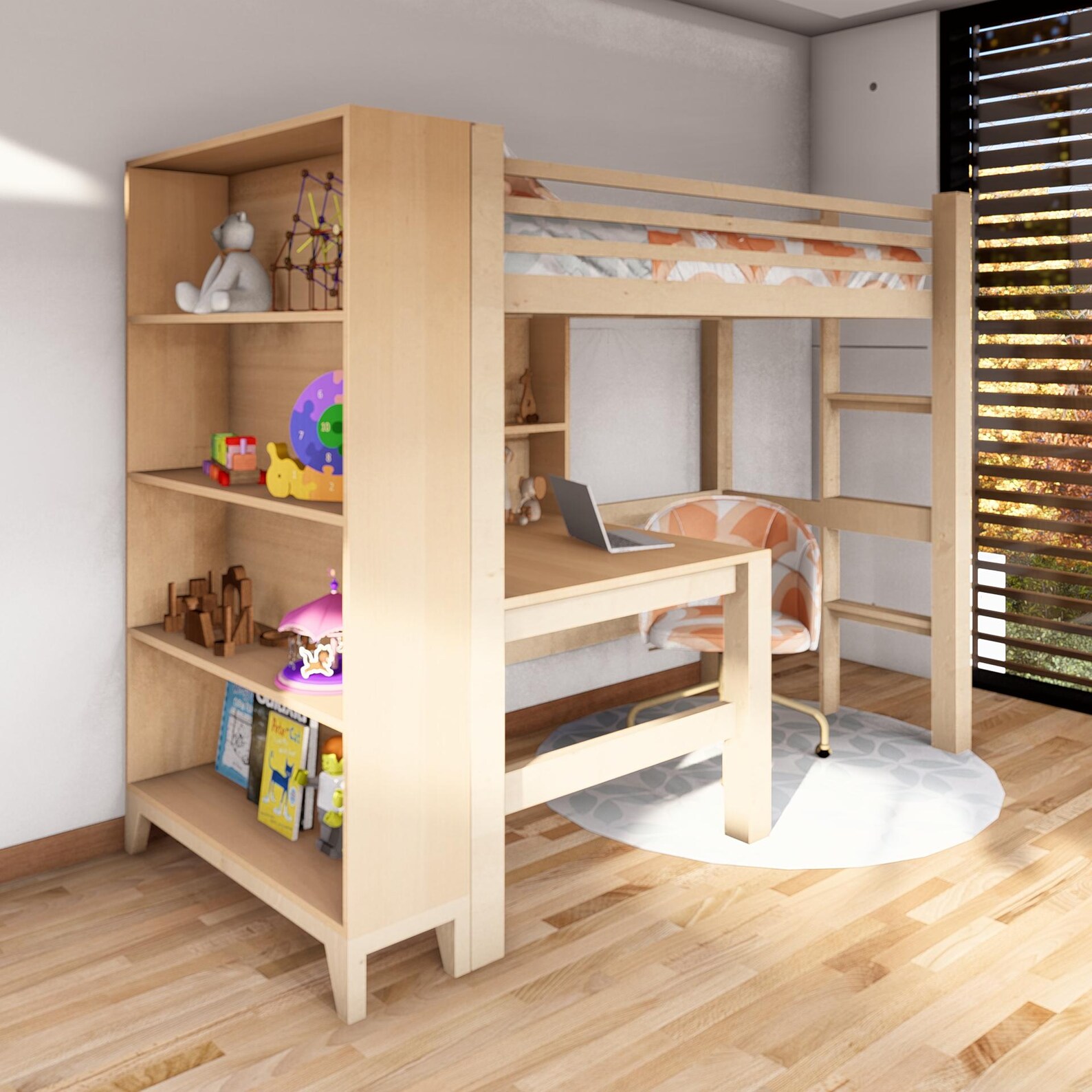 DIY Kids Bunk Bed Plan: Desk & Bookshelf Combo (PDF Download) - Etsy