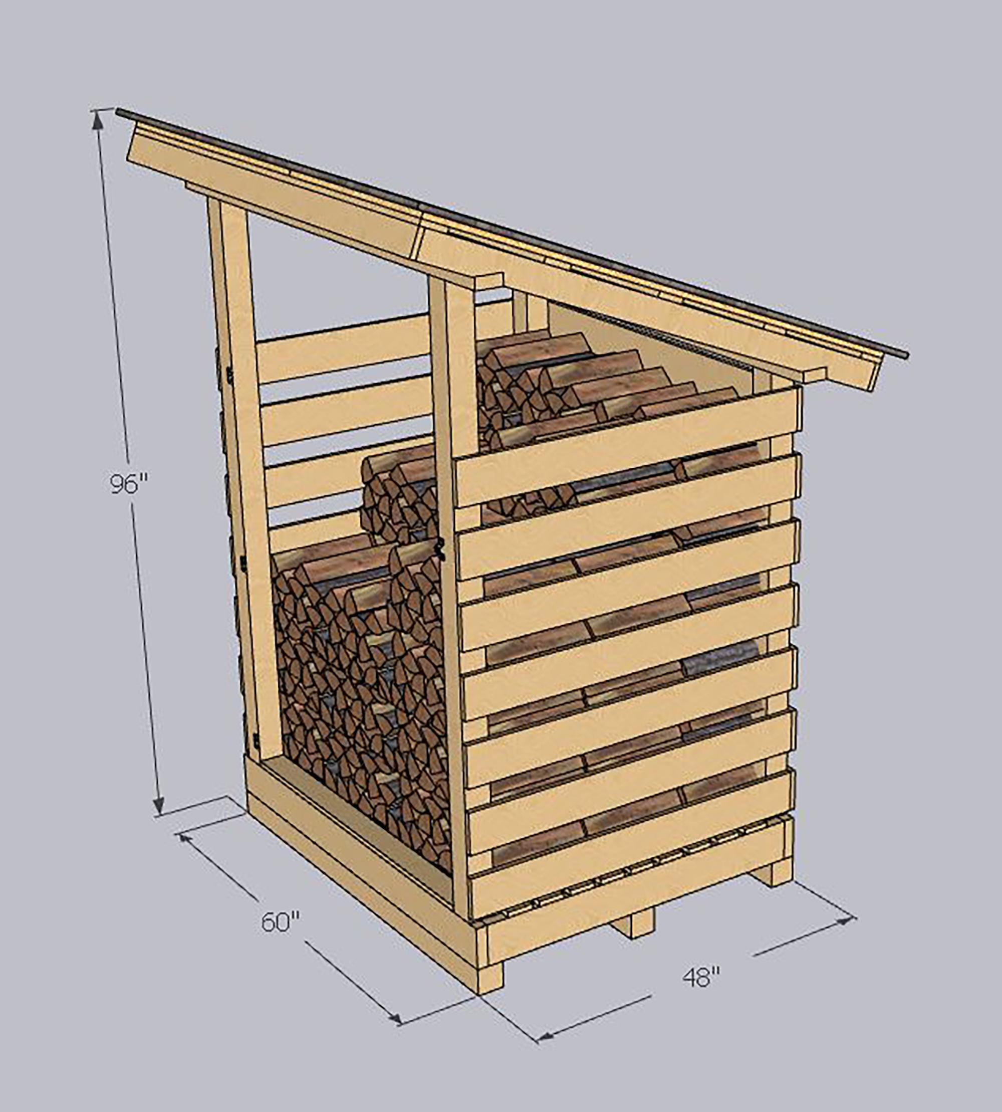 DIY Firewood Shed Plan, Open-air Wood Storage, Weather-resistant Timber