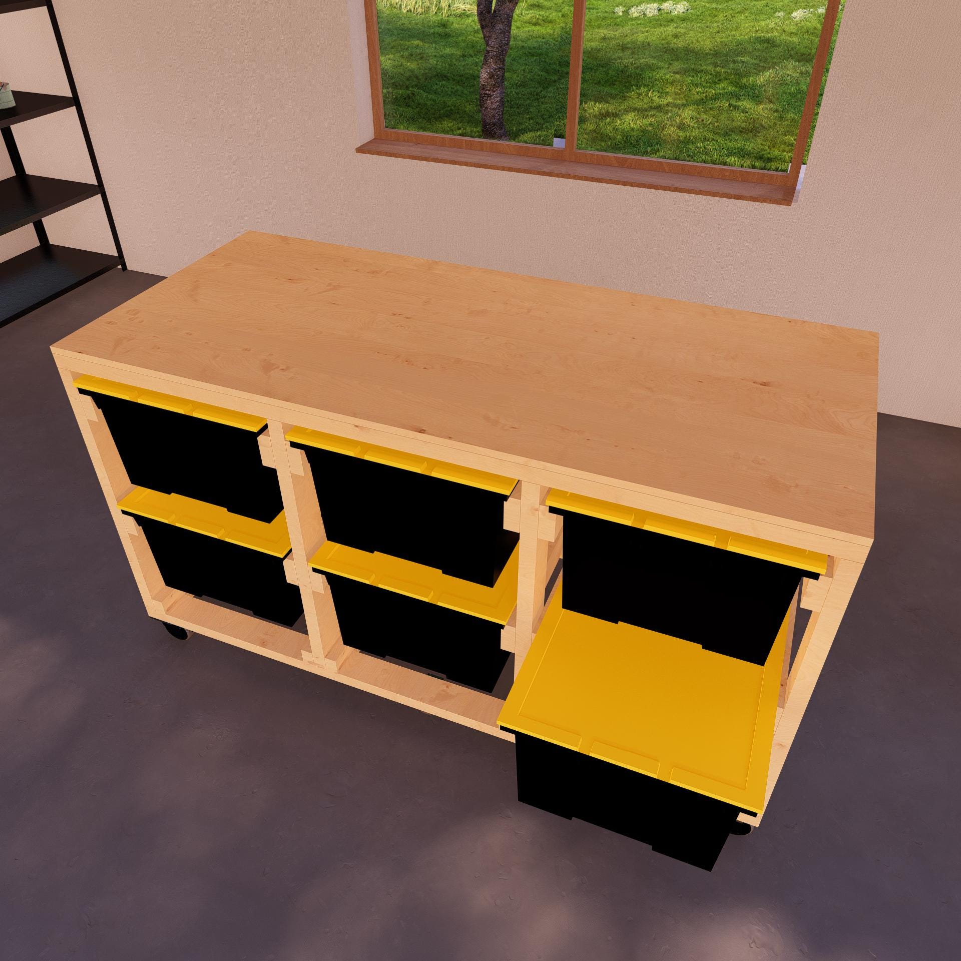 DIY Wooden Modular Workbench and Tote Rack Plans, Holds 6 27-gallon ...