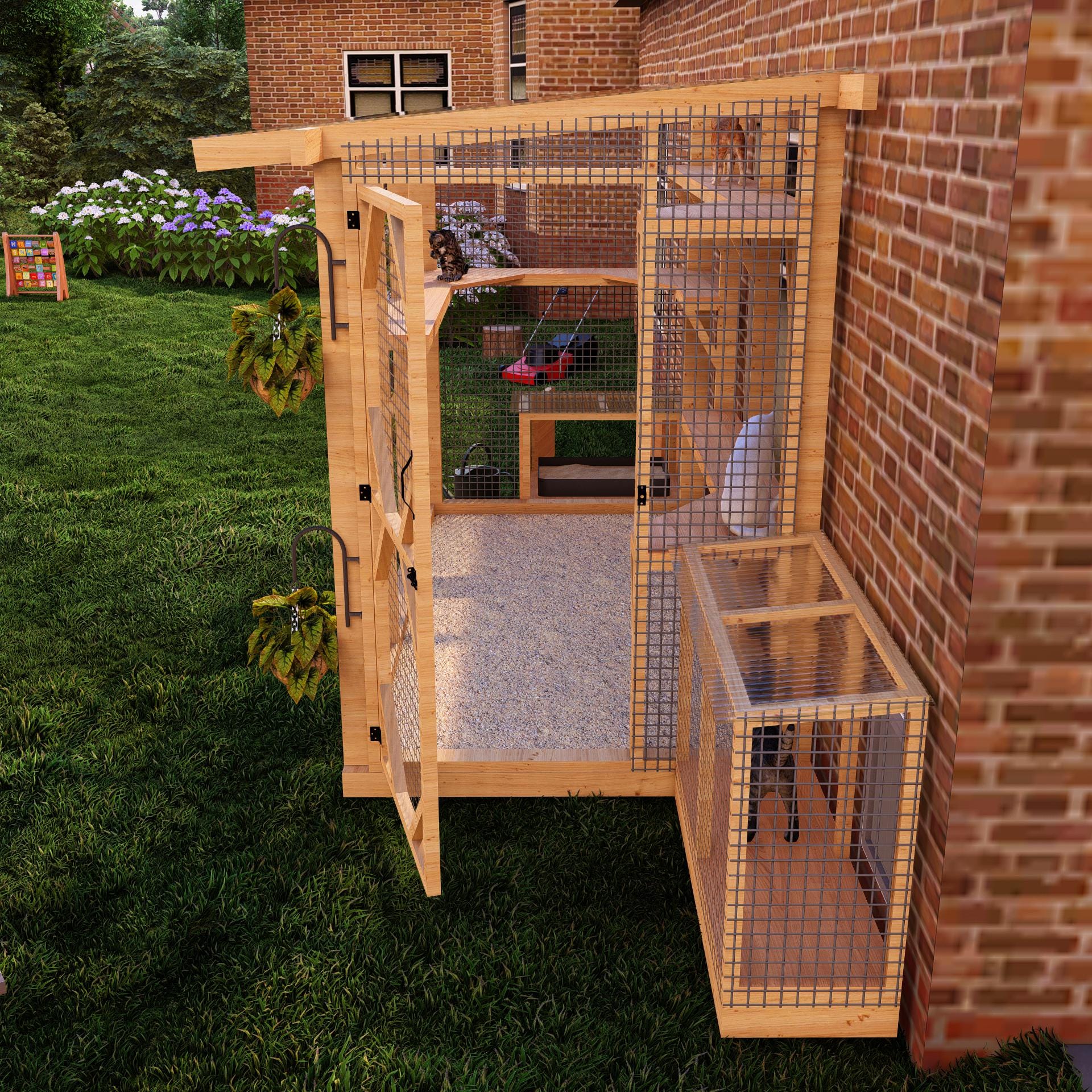 DIY Outdoor Cat Enclosure Bundle Plans, Modular Catio 5x10 With Tunnel ...