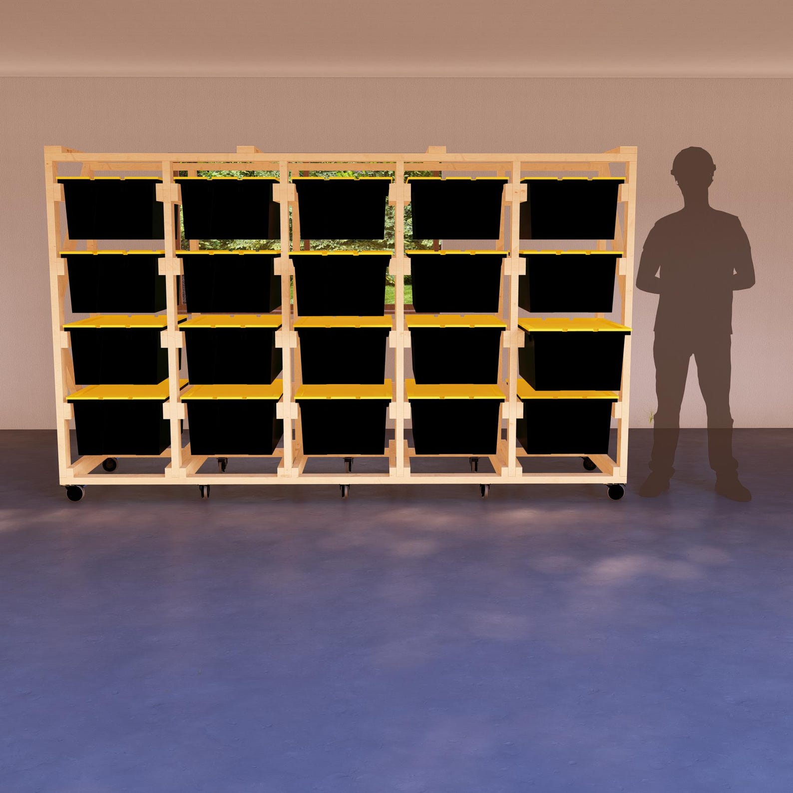 Modular 27-gallon DIY Tote Rack Plans, Sturdy Wooden Shelving Unit for ...
