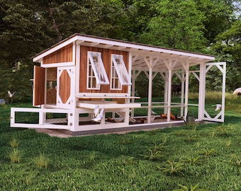 DIY Chicken Coop Plans for 16 Chickens, Build Your Own Chicken Coop, Easy-to-Follow PDF, Step-by-Step Instructions, Practical Coop & Run