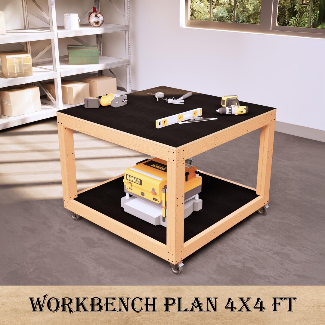 DIY 4x4 Modular Workbench Plans, Mobile Rolling Table With Storage ...