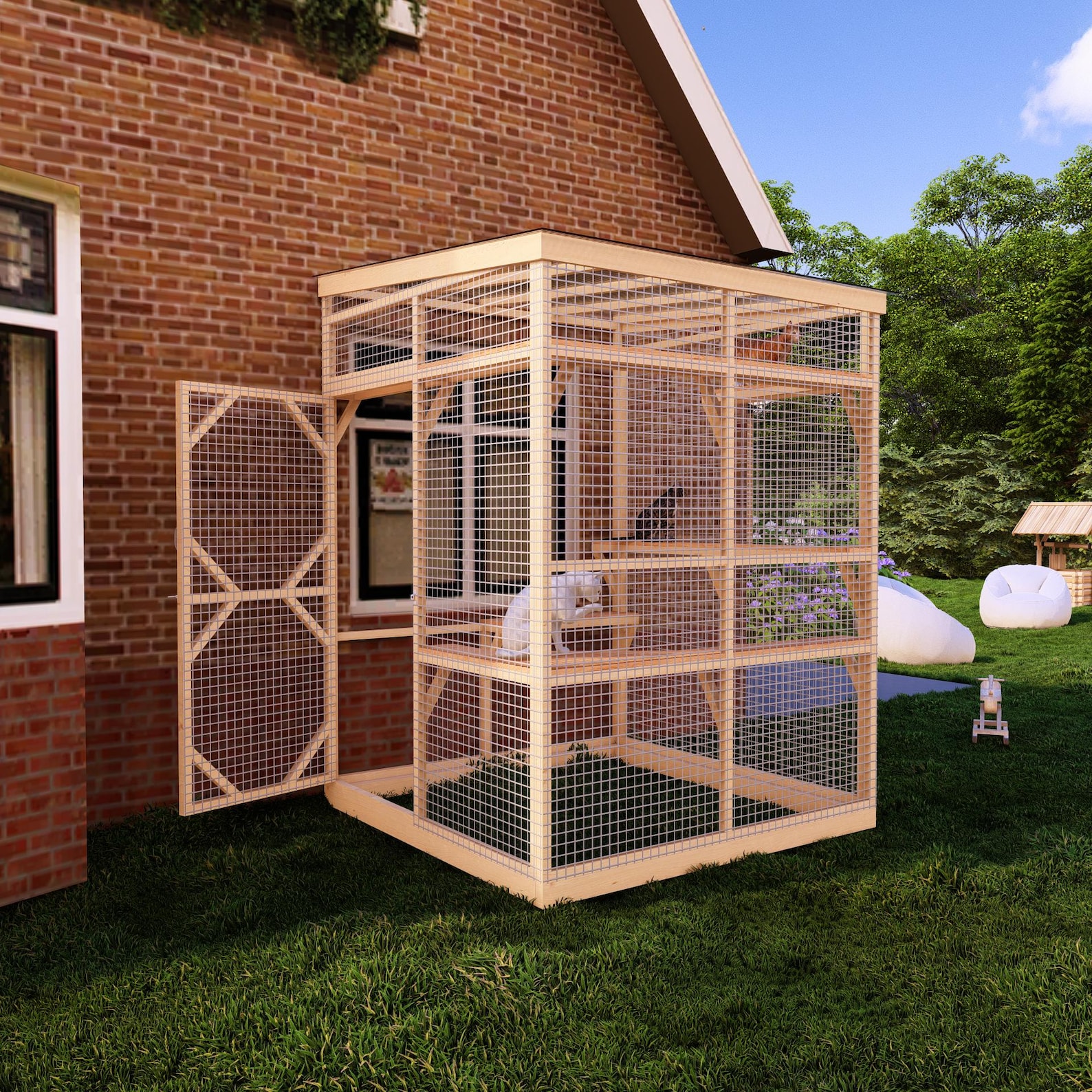 DIY Catio Plans, 6x6 Outdoor Cat Enclosure With Window Access (PDF) - Etsy