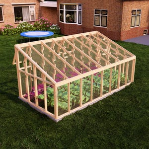 8 x16 Modern DIY Greenhouse Plans for Gardening Enthusiasts, Step-by-Step Construction Guide, Timber Frame Details, Polycarbonate Greenhouse