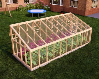 DIY 8x20 ft Greenhouse Plans for Gardening, Printable Modern Timber Construction Step-by-Step Guide, Roof Plan & Easy-to-Follow Instructions
