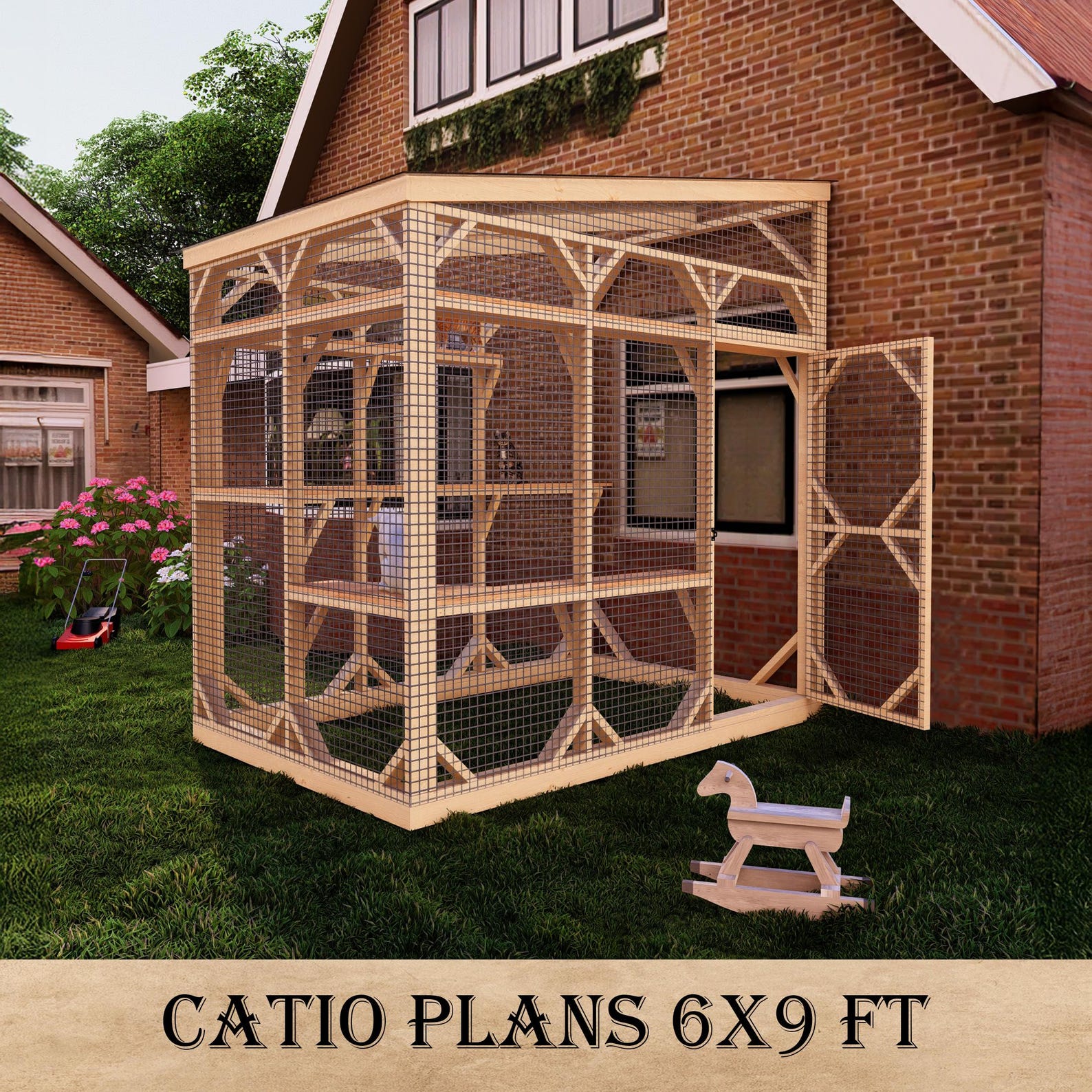 DIY House-attached Catio Plans, Secure Outdoor Cat Enclosure (PDF) - Etsy