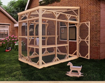 DIY House-Attached Catio Plans, Secure Outdoor Cat Enclosure (PDF)