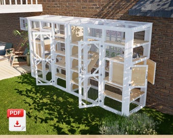 DIY Catio Plans Two Separate Rooms With Ergonomic Litter Box, Multi Level PDF Printable
