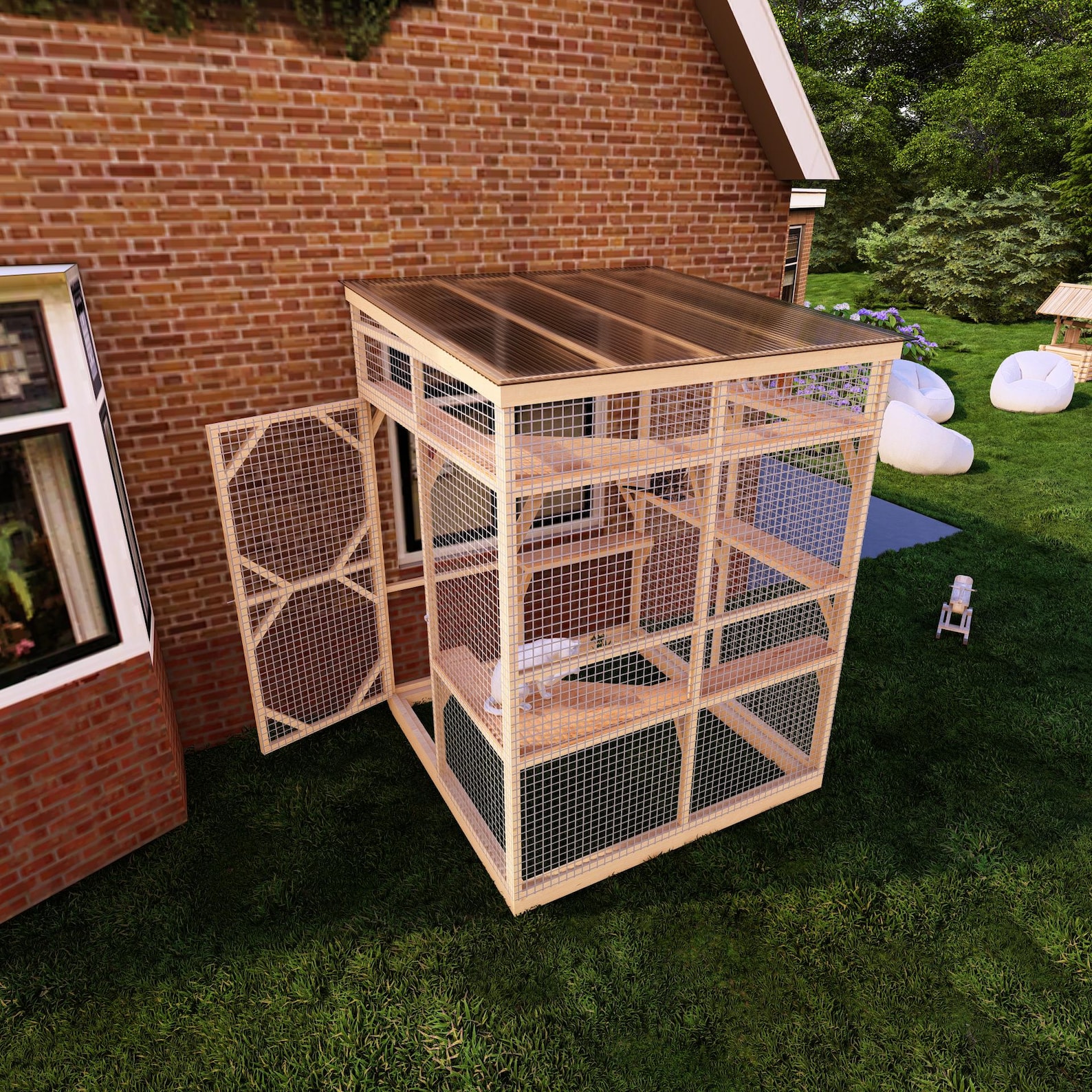 DIY Catio Plans, 6x6 Outdoor Cat Enclosure With Window Access (PDF) - Etsy