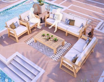 DIY Wooden Patio Furniture Plans, Outdoor Seating Set (PDF)