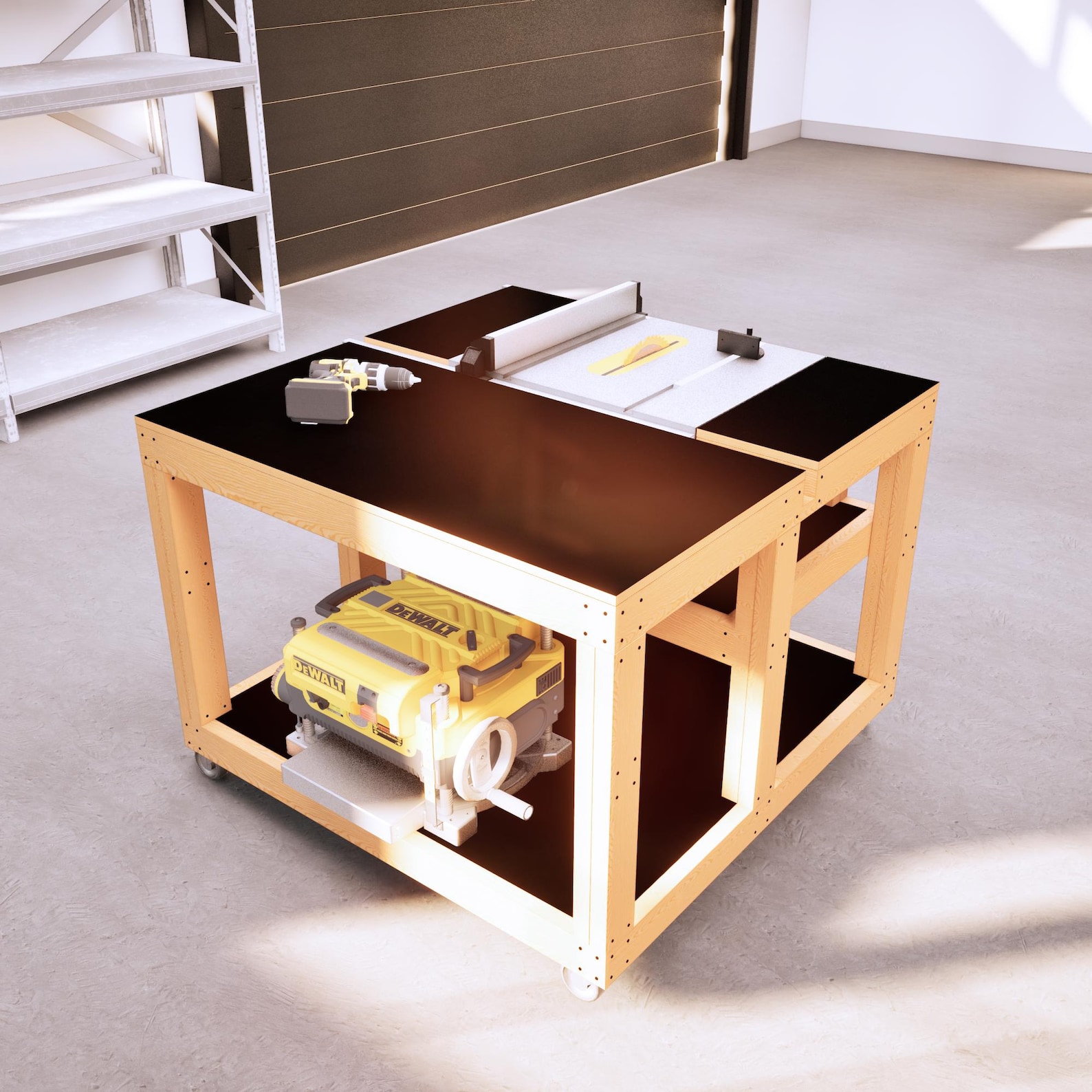 DIY Modular 4x4 Table Saw Workbench Plans, Mobil Garage Rolling Shop ...