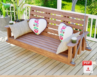 DIY Patio Swing Plans PDF, Outdoor Porch Swing Woodworking Blueprints, Inches & Metric