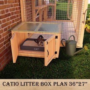 DIY Outdoor Catio Litter Box Plans, Weather-Sheltered Cat Litter Enclosure, Dual-Unit Instructions for Easy Assembly, Litter Shelter Plans