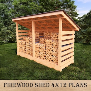 DIY Firewood Shed Plans: 4x12 ft Ventilated Wooden Storage (PDF Download)