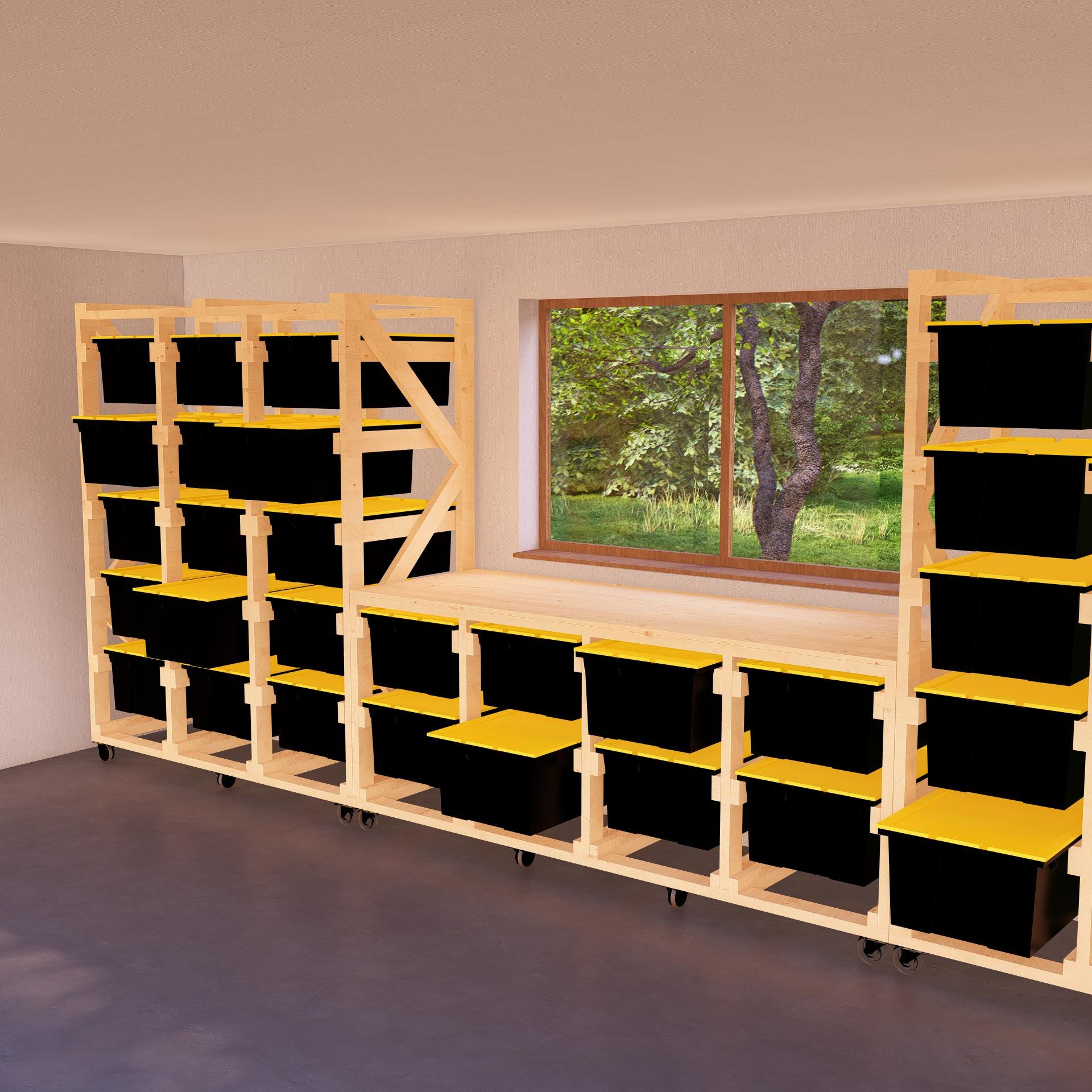 DIY Modular 3-in-1 Tote Storage Rack & With Workbench Option, Holds 43 ...