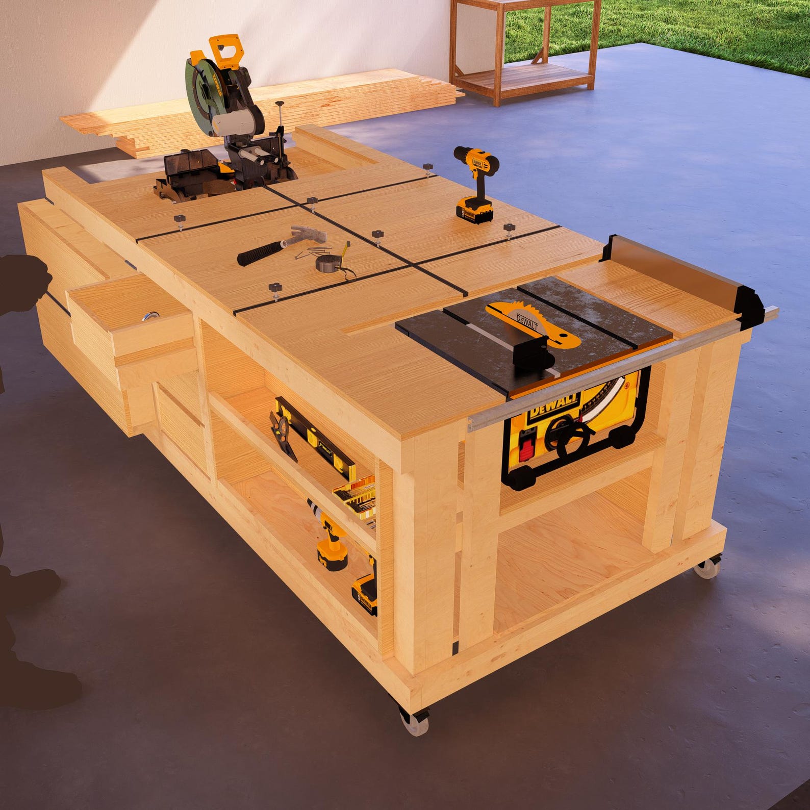 Banc De Rabot Étau Portable - Station De Travail Pro - Établi Mobile Bois - NEUF