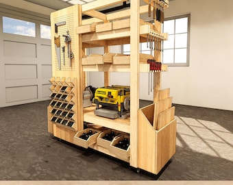 DIY Mobile Storage Cart Plans – Rolling Workshop Tool & Lumber Organizer with Parts Bins, PDF