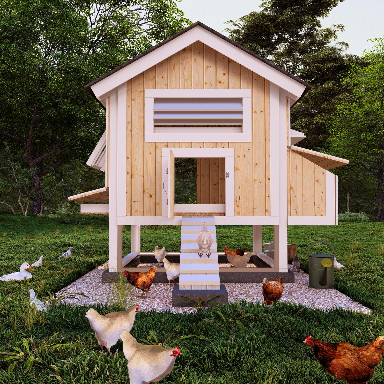 DIY 6x6 Chicken Coop Plans for 12-15 Hens, Backyard Hen House With ...
