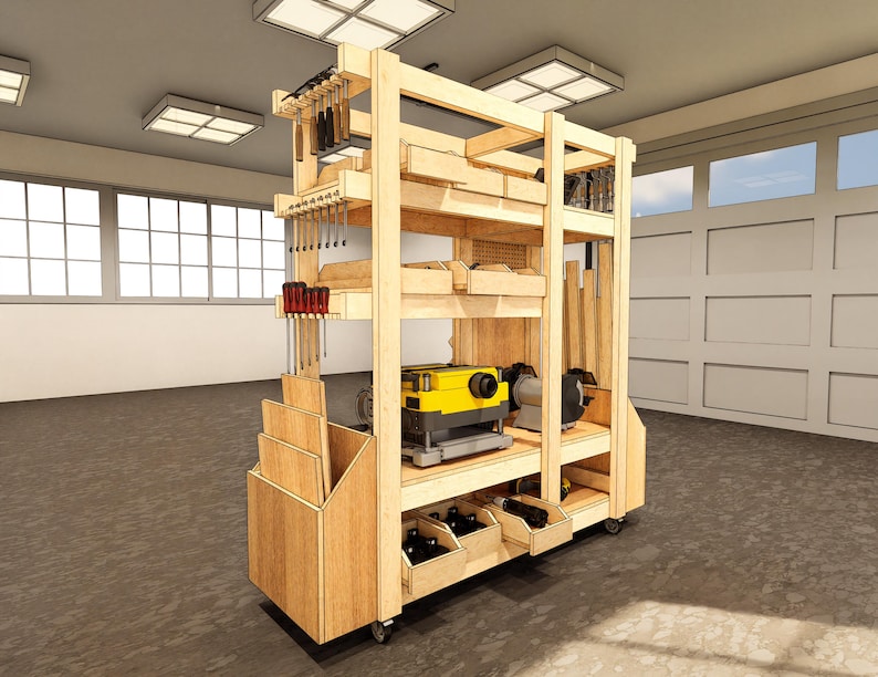 DIY Mobile Storage Cart Plans – Rolling Workshop Tool & Lumber ...